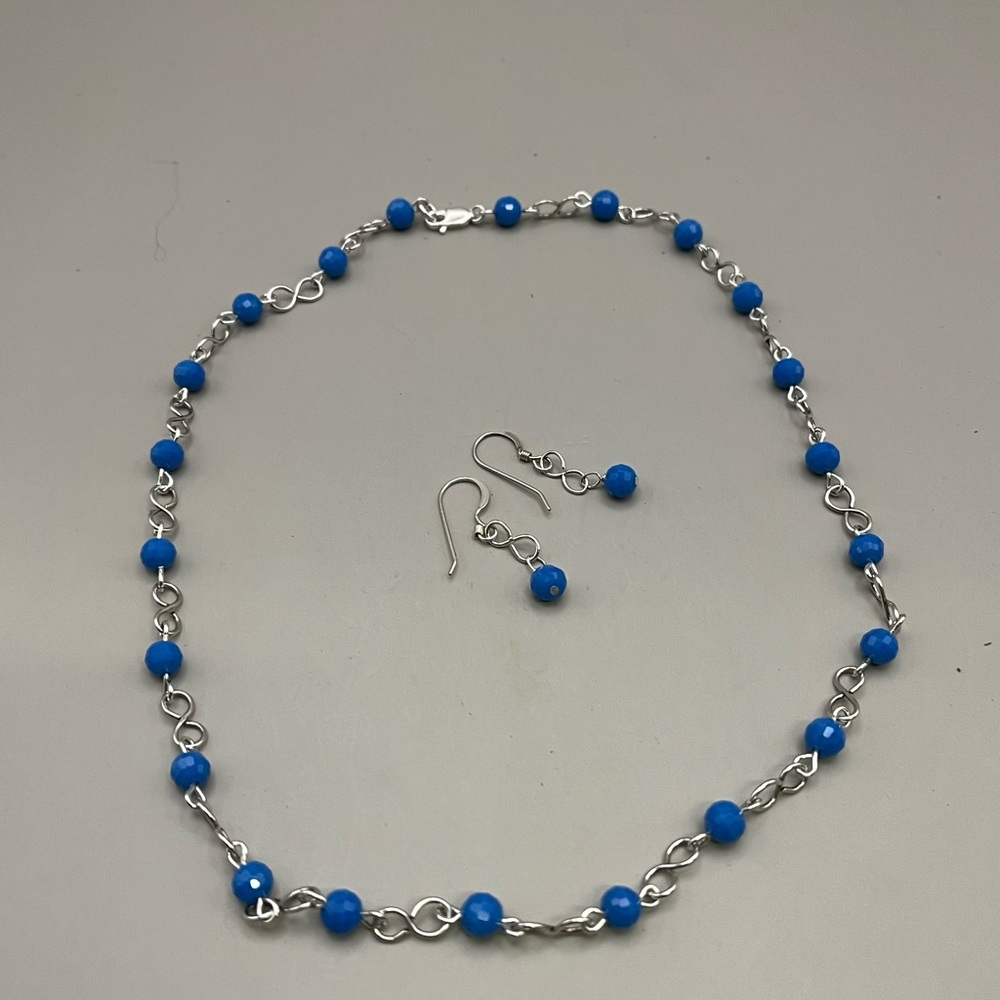 Elegant Blue and Sterling Silver Beaded Necklace
